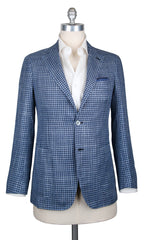 Fiori Di Lusso Navy Blue Silk Blend Check Sportcoat-38/48-(2018030613)