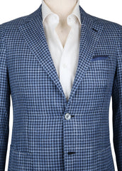 Fiori Di Lusso Navy Blue Silk Blend Check Sportcoat - (2018030613) - Parent
