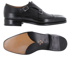 Fiori Di Lusso Black Leather Double Monk Strap Shoes - (659) - Parent
