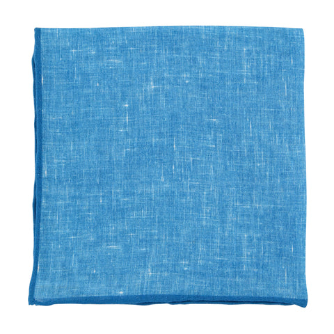 Fiori Di Lusso Blue Linen Pocket Square
