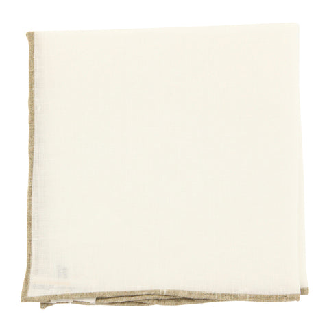 Fiori Di Lusso White Linen Pocket Square