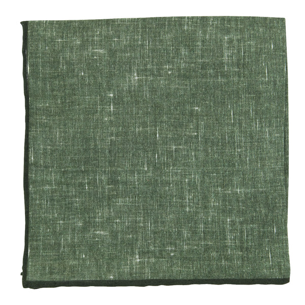 New Fiori Di Lusso Olive Green Melange Pocket Square - x 12" - (FL719177)