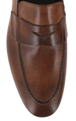 Fiori Di Lusso Caramel Brown Leather Penny Loafers -US Width D- (6E) - Parent