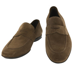Fiori Di Lusso Brown Suede Penny Loafers - 6.5 D/5.5 F - (6I)
