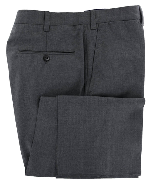 Fiori Di Lusso Dark Gray Solid Wool Pants - Full - (570) - Parent