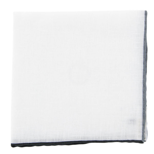 Fiori Di Lusso White Solid Linen Blend Pocket Square - 12" x 12" (843)