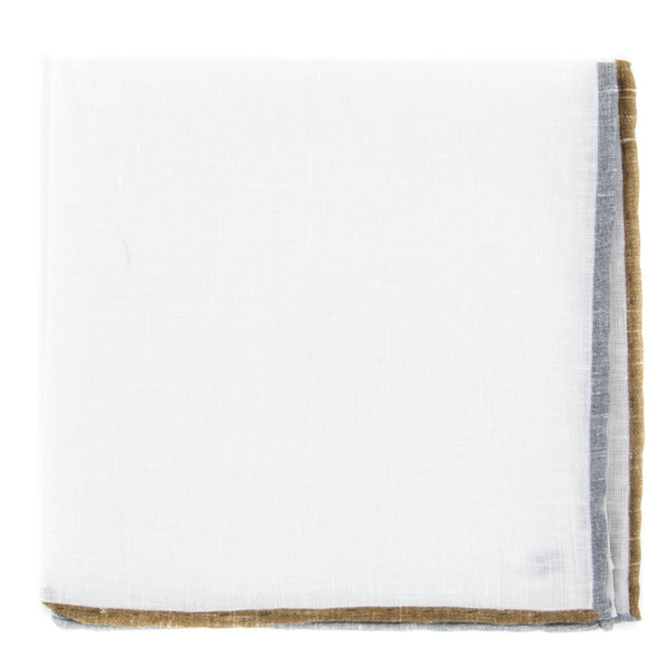 Fiori Di Lusso White  Solid Linen Blend Pocket Square - 12" x 12" (836)