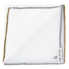 Fiori Di Lusso White  Solid Linen Blend Pocket Square - 12" x 12" (836)