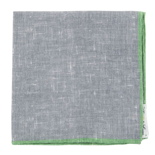 Fiori Di Lusso Gray Solid Linen Pocket Square - 12 3/8" x 12 3/8" (788)