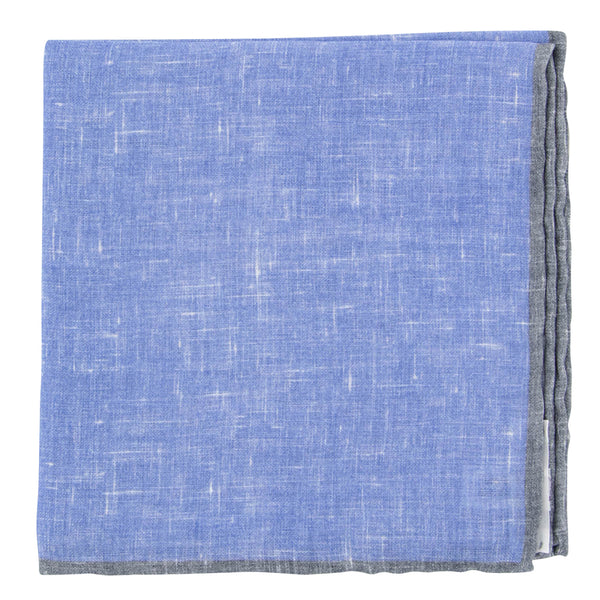 Fiori Di Lusso Blue Solid Linen Pocket Square - 12 3/8" x 12 3/8" (821)
