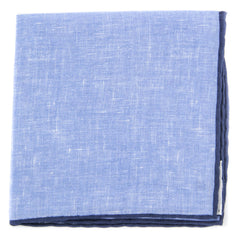 Fiori Di Lusso Blue Solid Linen Pocket Square - 12 3/8" x 12 3/8" (825)