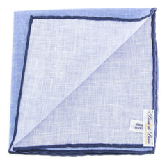 Fiori Di Lusso Blue Solid Linen Pocket Square - 12 3/8" x 12 3/8" (825)