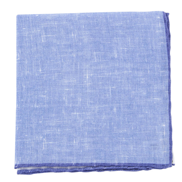 Fiori Di Lusso Blue Solid Linen Pocket Square - 12 3/8" x 12 3/8" (814)
