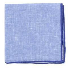 Fiori Di Lusso Blue Solid Linen Pocket Square - 12 3/8" x 12 3/8" (819)