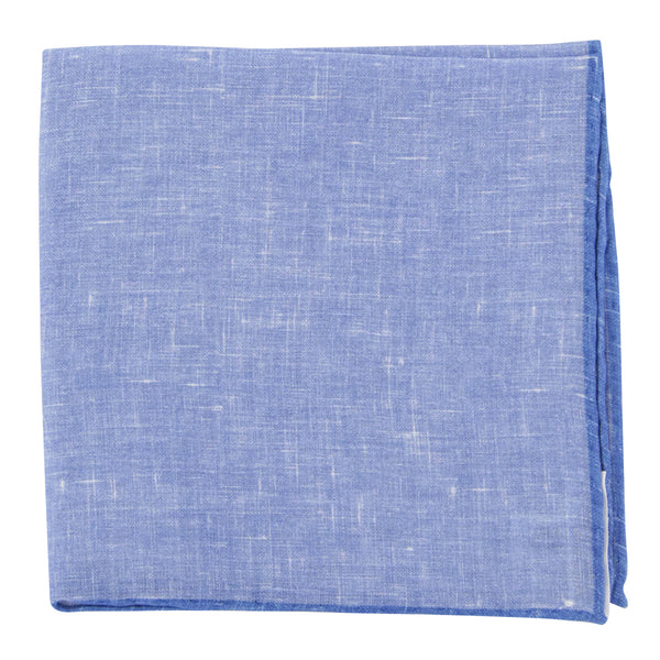 Fiori Di Lusso Blue Solid Linen Pocket Square - 12 3/8" x 12 3/8" (816)