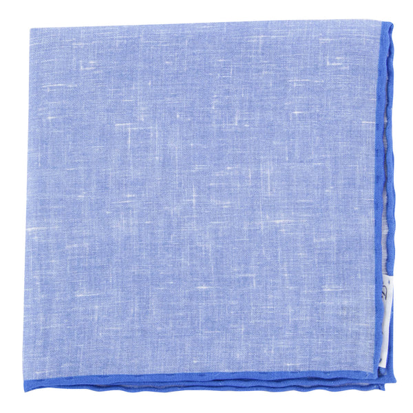 Fiori Di Lusso Blue Solid Linen Pocket Square - 12 3/8" x 12 3/8" (805)