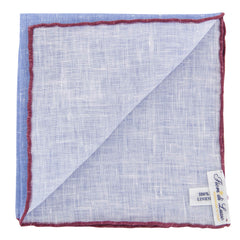 Fiori Di Lusso Blue Solid Linen Pocket Square - 12 3/8" x 12 3/8" (822)