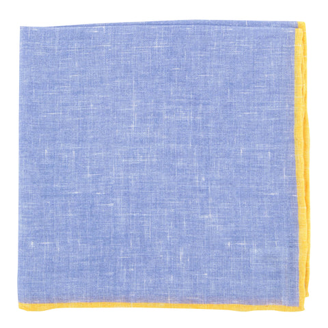 Fiori Di Lusso Blue Linen Blend Pocket Square
