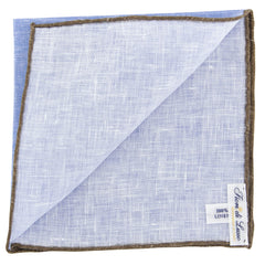 Fiori Di Lusso Blue Solid Linen Pocket Square - 12 3/8" x 12 3/8" (807)
