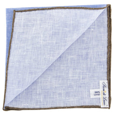 Fiori Di Lusso Blue Solid Linen Pocket Square - 12 3/8" x 12 3/8" (808)