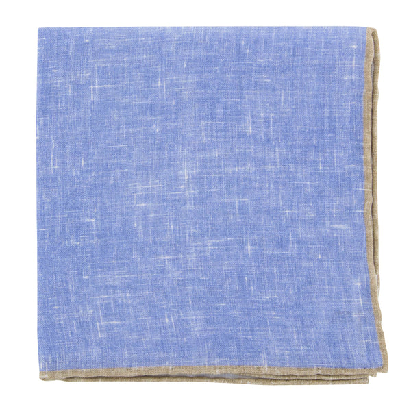 Fiori Di Lusso Blue Solid Linen Pocket Square - 12 3/8" x 12 3/8" (823)