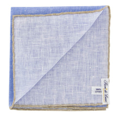 Fiori Di Lusso Blue Solid Linen Pocket Square - 12 3/8" x 12 3/8" (823)