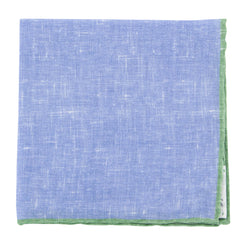 Fiori Di Lusso Blue Solid Linen Pocket Square (810)