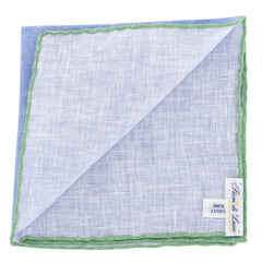 Fiori Di Lusso Blue Solid Linen Pocket Square (810)