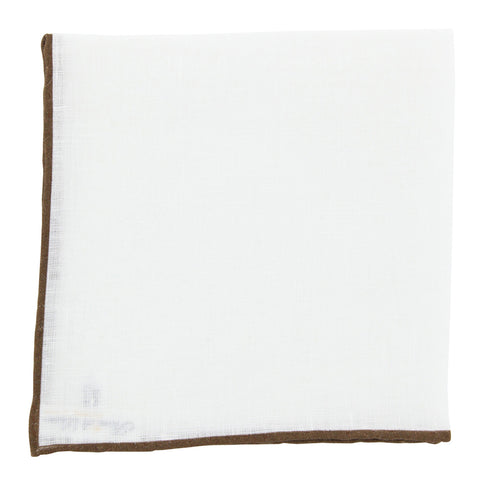 Fiori Di Lusso White Linen Pocket Square