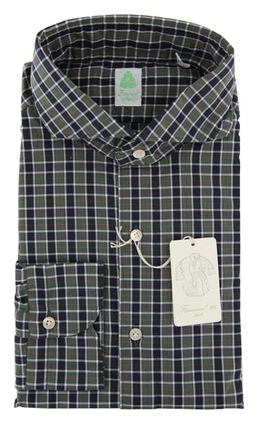 Finamore Napoli Dark Green Plaid Shirt - Extra Slim - (W2) - Parent
