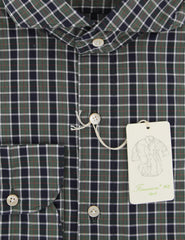 Finamore Napoli Dark Green Plaid Shirt - Extra Slim - (W2) - Parent
