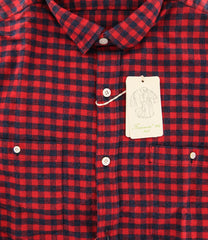 Finamore Napoli Red Check Flannel Shirt - Extra Slim - (FNCATA440921120S) - Parent