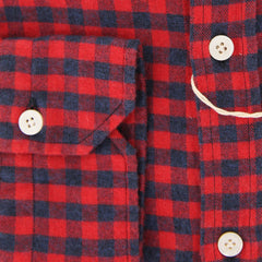 Finamore Napoli Red Check Flannel Shirt - Extra Slim - (FNCATA440921120S) - Parent