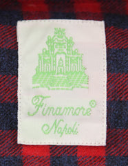 Finamore Napoli Red Check Flannel Shirt - Extra Slim - (FNCATA440921120S) - Parent