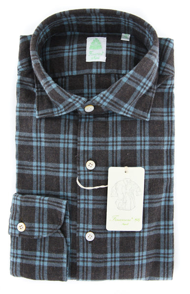 Finamore Napoli Brown Plaid Shirt - Extra Slim - (02FN12234) - Parent