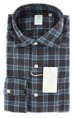 Finamore Napoli Brown Plaid Shirt - Extra Slim - (02FN12234) - Parent