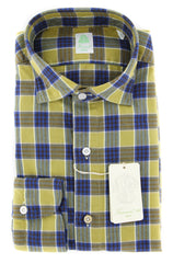 Finamore Napoli Yellow Check Shirt - Extra Slim - 16.5/42 - (FN830178)