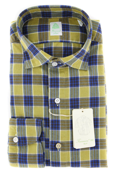 Finamore Napoli Yellow Check Shirt - Extra Slim - (FN830178) - Parent
