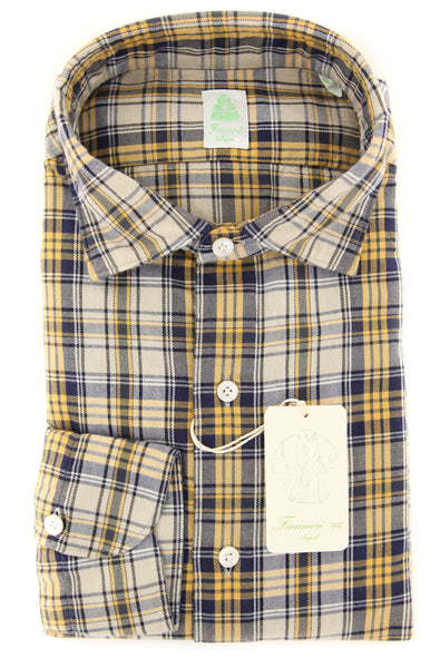 Finamore Napoli Yellow Plaid Shirt - Extra Slim - (FN830174) - Parent