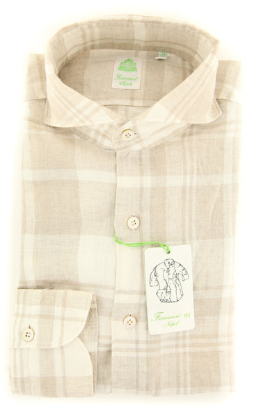 Finamore Napoli Beige Plaid Shirt - Extra Slim - (2018022841) - Parent