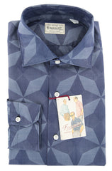 Finamore Napoli Blue Fancy Cotton Shirt - Extra Slim - 15.75/40 - (PV)