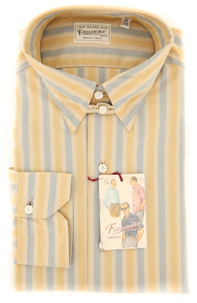 Finamore Napoli Yellow Striped Shirt - Extra Slim - (FNHERI42281AUS) - Parent