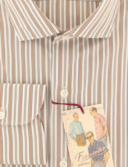 Finamore Napoli Caramel Brown Striped Shirt - Extra Slim - (X4) - Parent