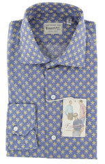 Finamore Napoli Light Blue Floral Cotton Shirt - Extra Slim - 15.75/40 (Y2)