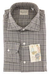 Finamore Napoli Dark Blue Plaid Flannel Shirt - Extra Slim - 15.5/39 (ZA)