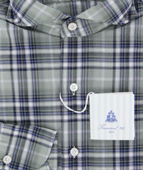 Finamore Napoli Gray Plaid Shirt - Slim - S/S - (27LA201168802)