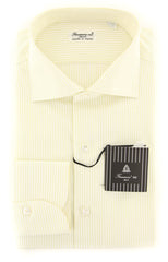 Finamore Napoli Green Striped Shirt - Extra Slim -15.75/40-(201803026)