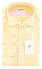 Finamore Napoli Yellow Striped Cotton Shirt - Extra Slim - 15.5/39 - (FG)