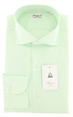 Finamore Napoli Light Green Striped Cotton Shirt - Slim - 16/41 - (FX)
