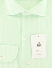 Finamore Napoli Light Green Striped Cotton Shirt - Slim - (FX) - Parent